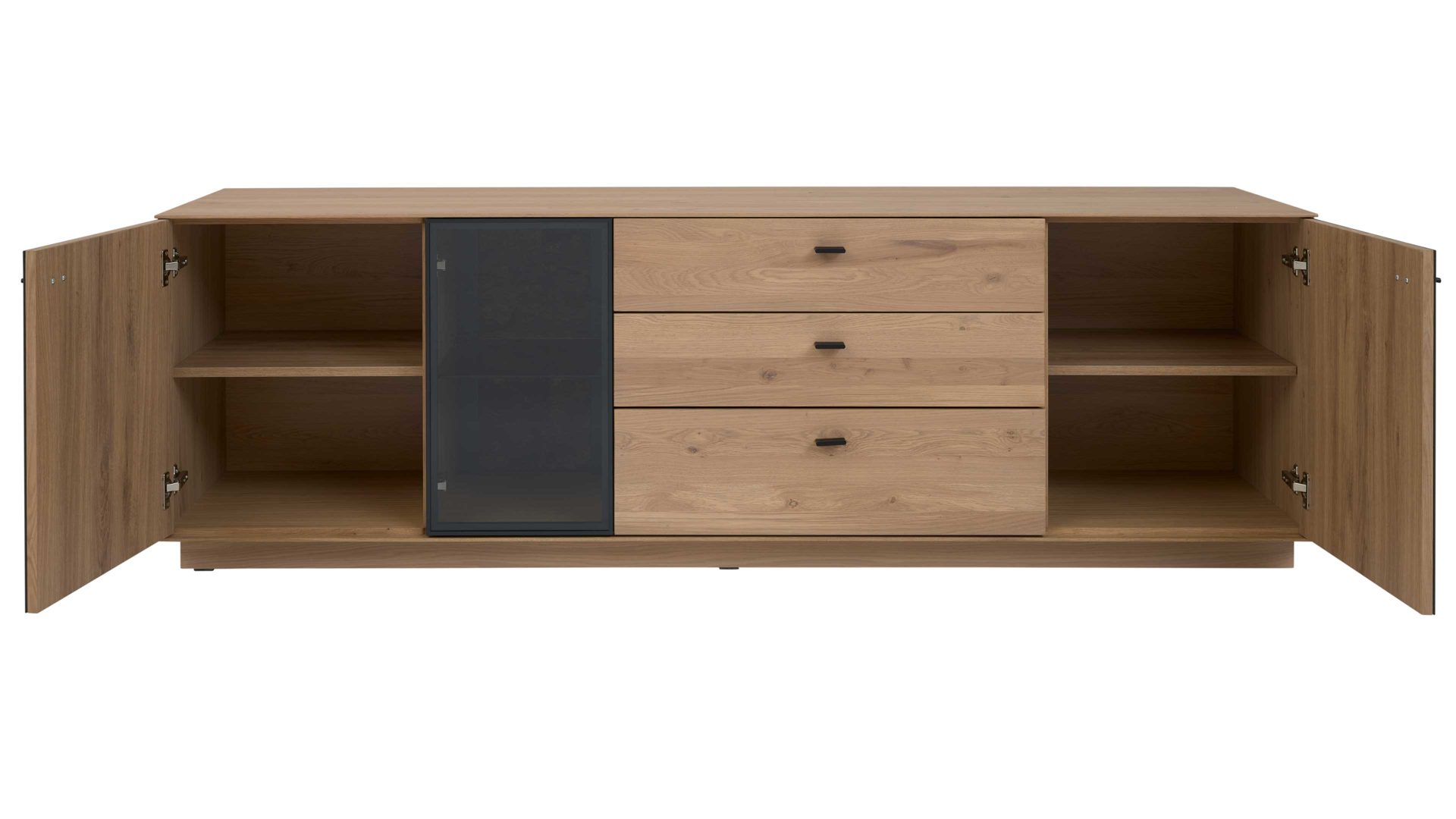 Lowboard Interliving aus Holz in Holzfarben Interliving Wohnzimmer Serie 2025 - Lowboard 32 Wildeiche, Anthrazit & Kork - Breite ca. 195 cm