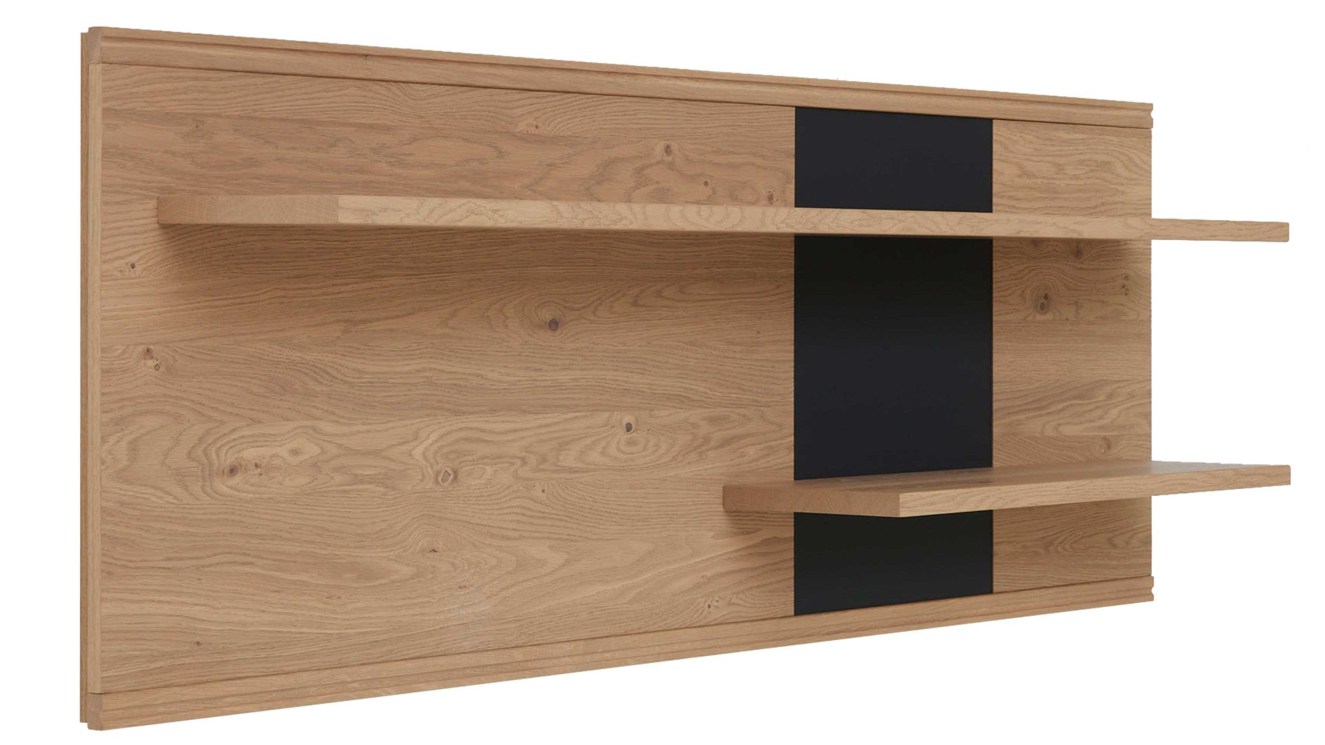 Wohnwand Interliving aus Holz in Holzfarben Interliving Wohnzimmer Serie 2025 - Wohnwand Wildeiche, Anthrazit & Kork - dreiteilig, Breite ca. 325 cm