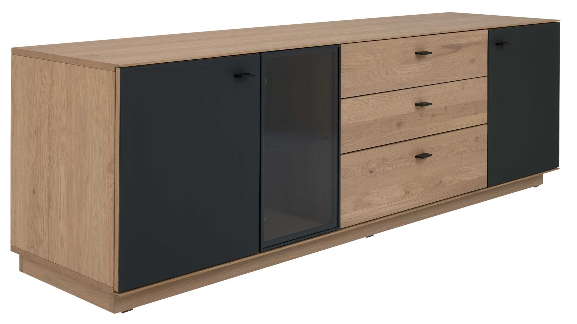 Lowboard Interliving aus Holz in Holzfarben Interliving Wohnzimmer Serie 2025 - Lowboard 32 Wildeiche, Anthrazit & Kork - Breite ca. 195 cm