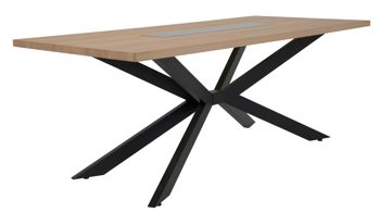 Esstisch Interliving aus Holz in Holzfarben Interliving Wohnzimmer Serie 2025 - Esstisch 01 Wildeiche, Anthrazit & Kork - ca. 200 x 95 cm