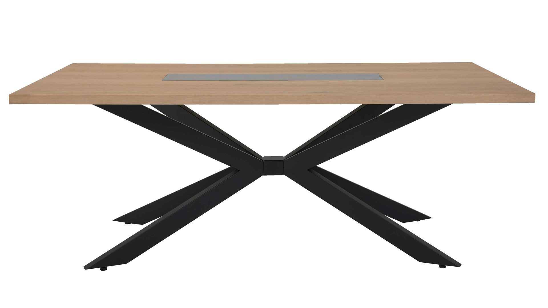 Esstisch Interliving aus Holz in Holzfarben Interliving Wohnzimmer Serie 2025 - Esstisch 01 Wildeiche, Anthrazit & Kork - ca. 200 x 95 cm