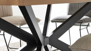 Esstisch Interliving aus Holz in Holzfarben Interliving Wohnzimmer Serie 2025 - Esstisch 01 Wildeiche, Anthrazit & Kork - ca. 200 x 95 cm