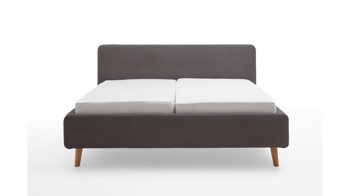 Bettgestell Meise.möbel aus Stoff in Grau Polsterbettgestell Mattis grauer Breitcord Poso 22 & Holzfüße - Liegefläche ca. 180 x 200 cm