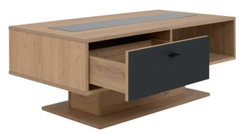 Couchtisch Interliving aus Holz in Holzfarben Interliving Wohnzimmer Serie 2025 - Couchtisch Wildeiche, Anthrazit & Kork - ca. 115 x 65 cm