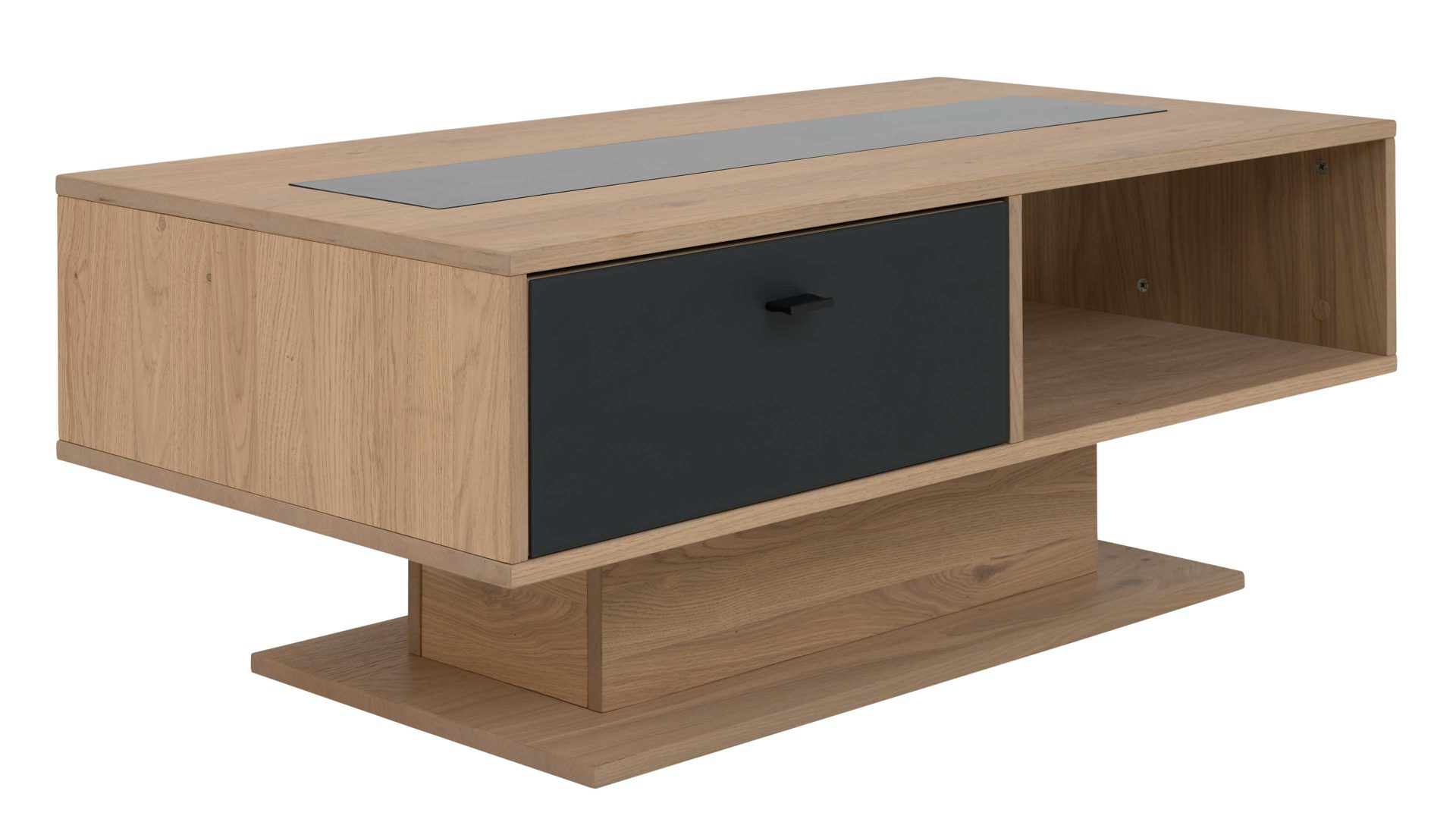 Couchtisch Interliving aus Holz in Holzfarben Interliving Wohnzimmer Serie 2025 - Couchtisch 02 Wildeiche, Anthrazit & Kork - ca. 115 x 65 cm