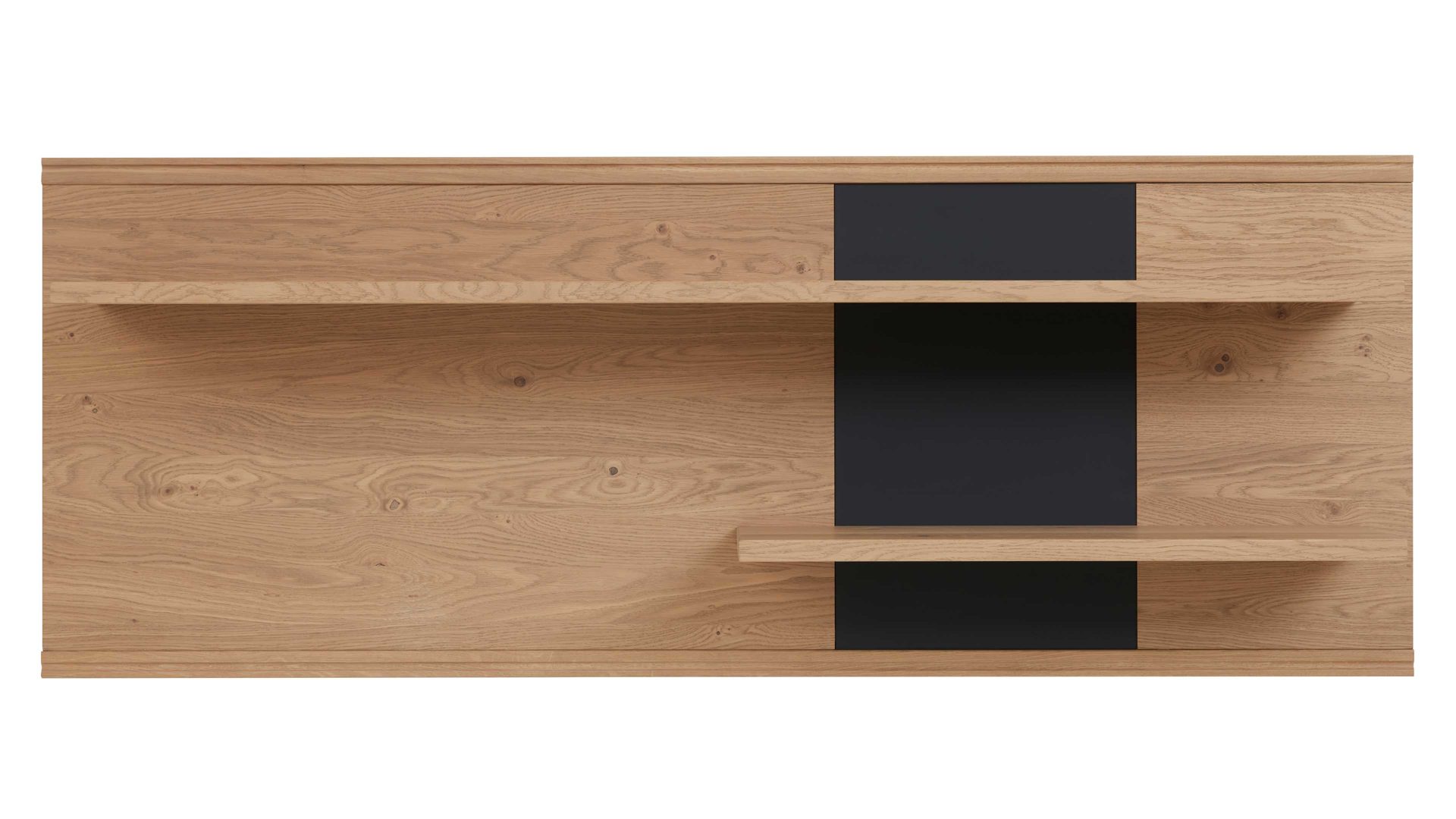 Wandregal Interliving aus Holz in Holzfarben Interliving Wohnzimmer Serie 2025 - Wandpaneel 42 Wildeiche & Anthrazit - Höhe ca. 61 cm