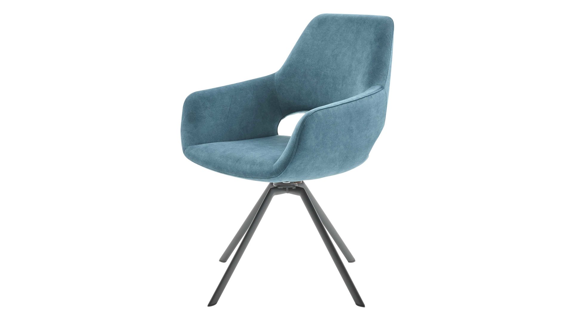 Polsterstuhl Interliving aus Kunstfaser in Petrol Interliving Esszimmer Serie 5112 - Schalenstuhl petrolfarbene Mikrofaser Dubai PY & anthrazitfarbenes Metall