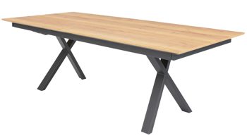 Esstisch Interliving aus Holz in Holzfarben Interliving Esszimmer Serie 5112 - Esstisch goldbraune Halifax Eiche & anthrazitfarbenes Metall - ca. 220 x 100 cm