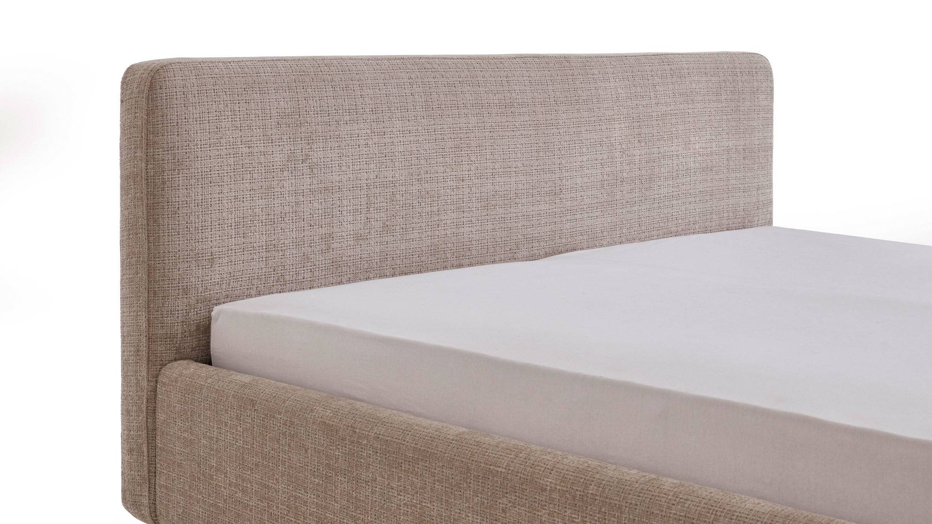 Bettgestell Meise.möbel aus Stoff in Beige Polsterbettgestell Mattis beigefarbener Chenille Bezug Yunus 3 & Holzfüße - Liegefläche ca. 180 x 200 cm