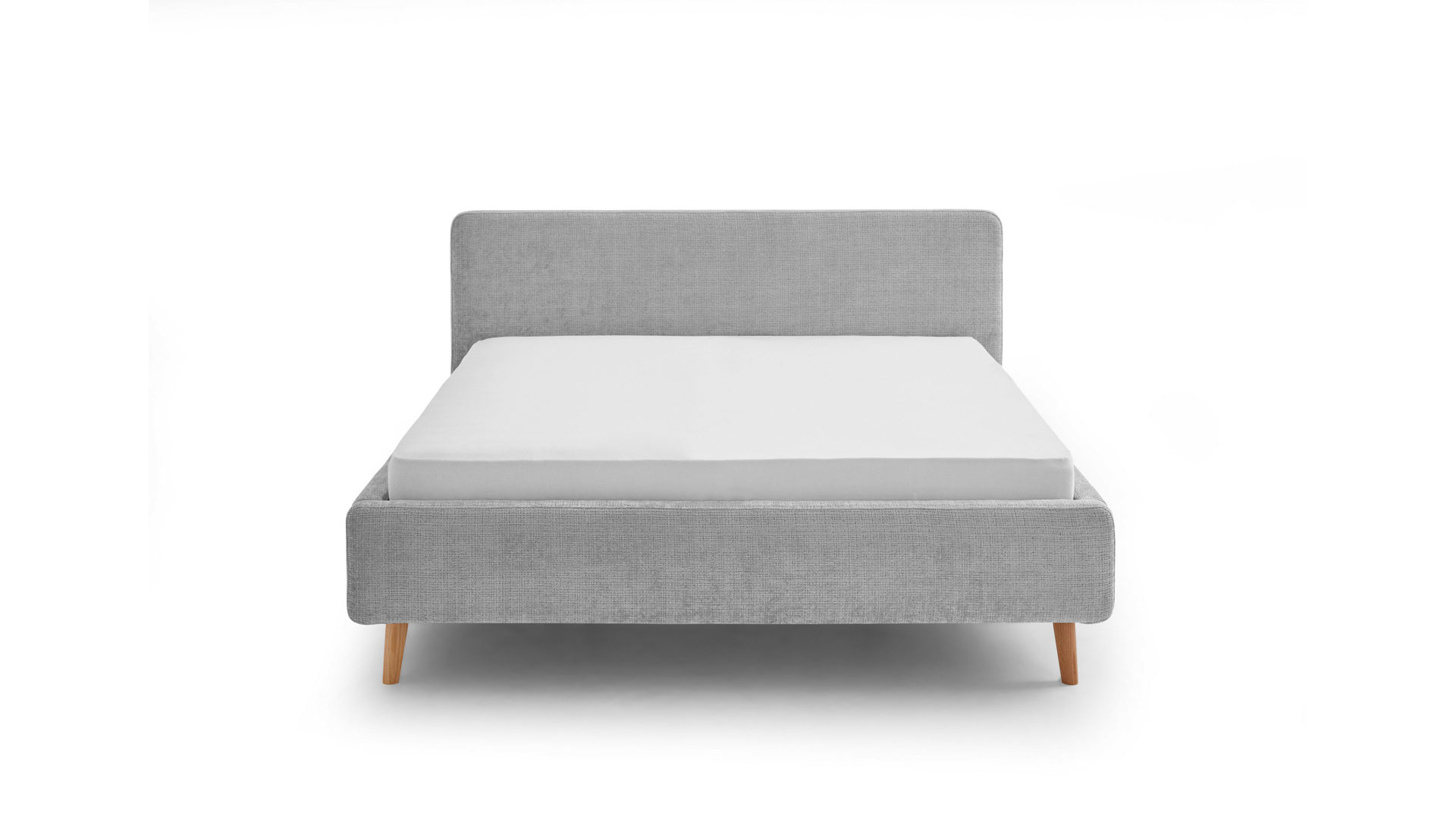 Bettgestell Meise.möbel aus Stoff in Grau Polsterbettgestell Mattis grauer Chenille Bezug Yunus 20 & Holzfüße - Liegefläche ca. 180 x 200 cm