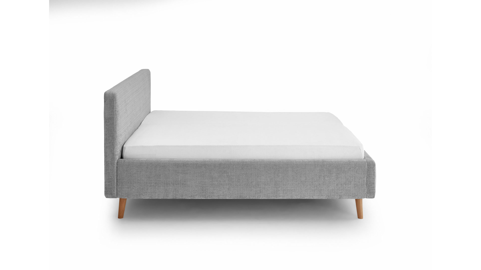 Bettgestell Meise.möbel aus Stoff in Grau Polsterbettgestell Mattis grauer Chenille Bezug Yunus 20 & Holzfüße - Liegefläche ca. 180 x 200 cm