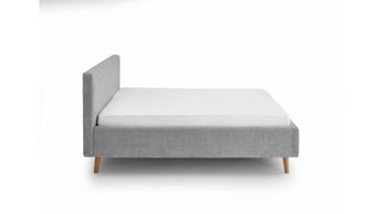 Bettgestell Meise.möbel aus Stoff in Grau Polsterbettgestell Mattis grauer Chenille Bezug Yunus 20 & Holzfüße - Liegefläche ca. 180 x 200 cm