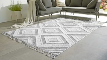 Outdoor-Teppich Interliving aus Kunstfaser in Grau Interliving Teppich Serie G-8010 - Outdoor-Teppich graues Rautenmuster - ca. 200 x 290 cm
