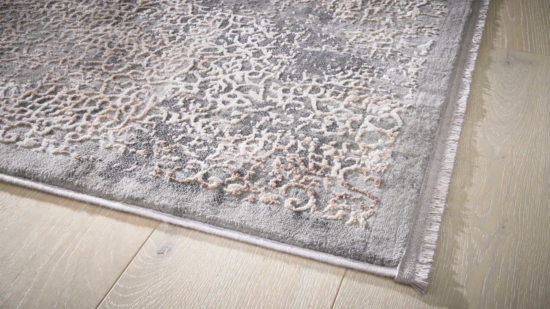 Webteppich Interliving aus Mischgewebe in Dunkelgrau Interliving Teppich Serie G-8050 graubraunes Vintagemuster - ca. 67 x 130 cm