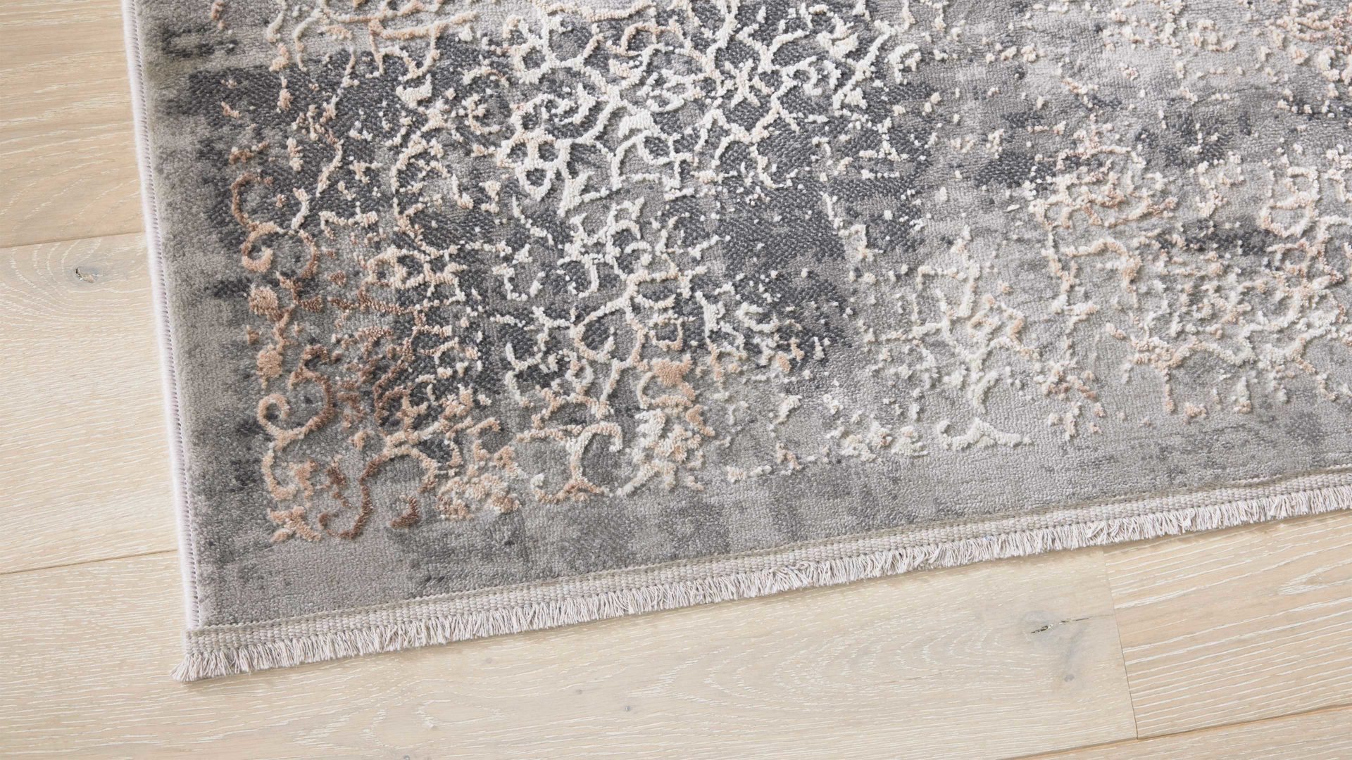 Webteppich Interliving aus Mischgewebe in Dunkelgrau Interliving Teppich Serie G-8050 graubraunes Vintagemuster - ca. 67 x 130 cm