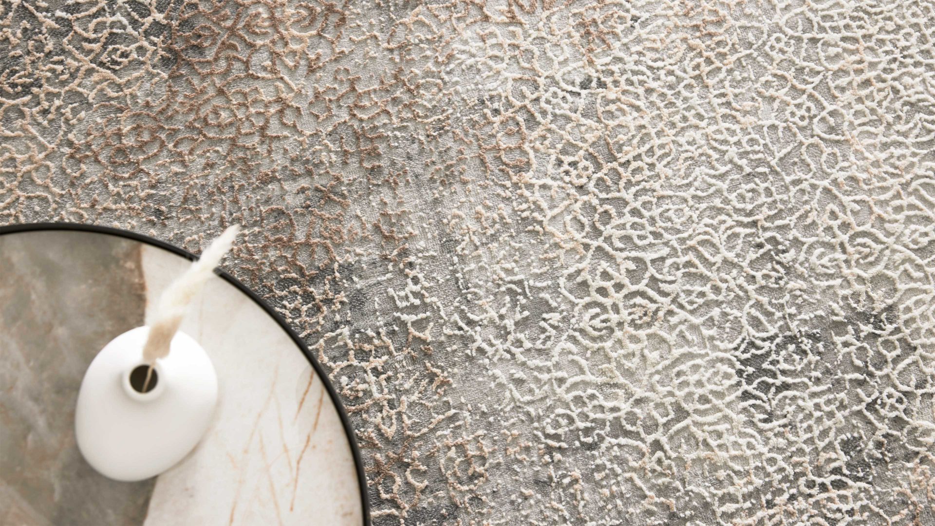 Webteppich Interliving aus Mischgewebe in Dunkelgrau Interliving Teppich Serie G-8050 graubraunes Vintagemuster - ca. 67 x 130 cm