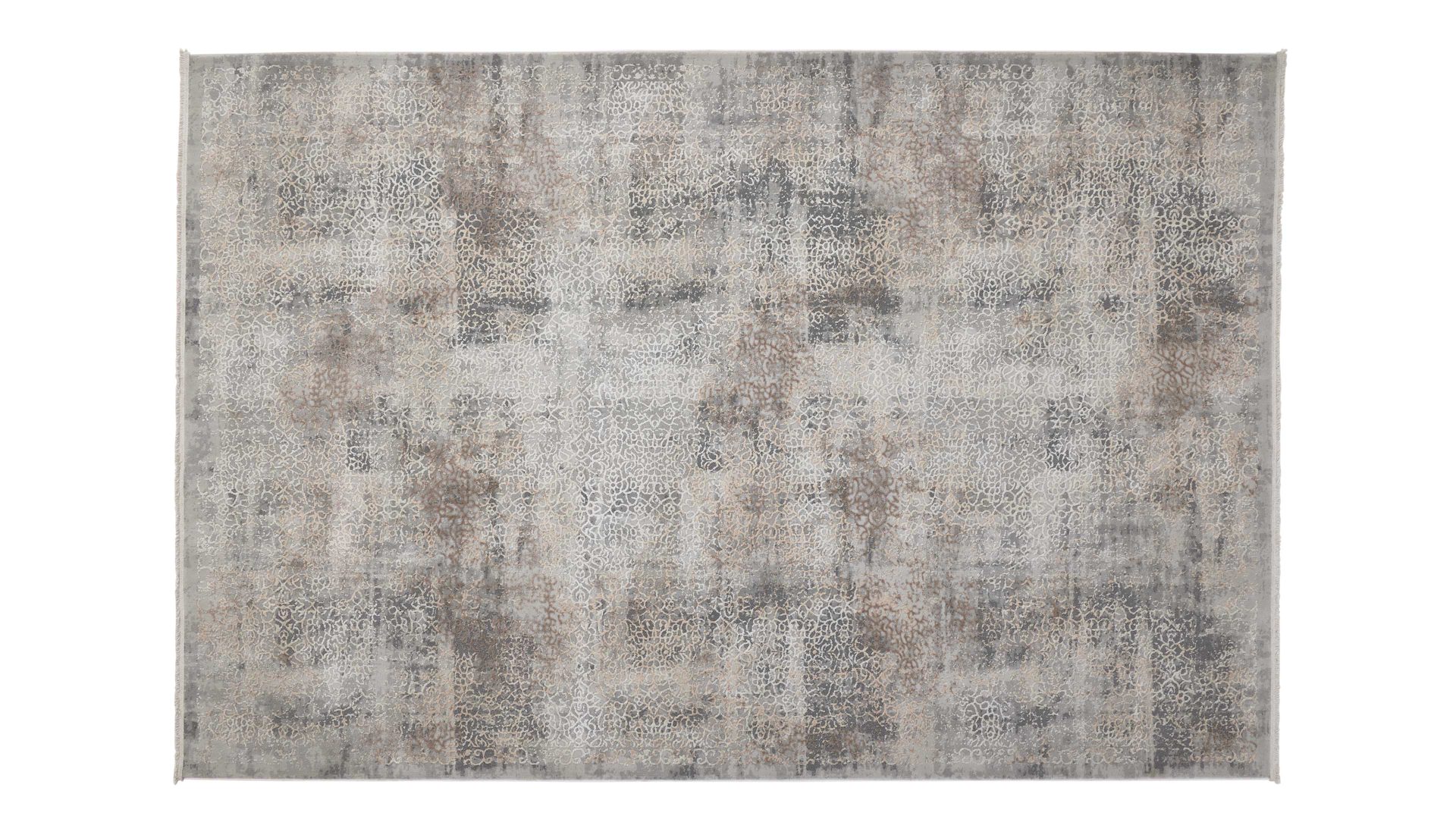 Webteppich Interliving aus Mischgewebe in Dunkelgrau Interliving Teppich Serie G-8050 graubraunes Vintagemuster - ca. 200 x 290 cm