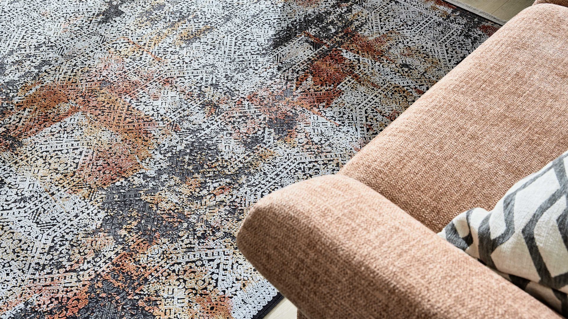 Webteppich Interliving aus Mischgewebe in Mehrfarbig Interliving Teppich Serie G-8060 mehrfarbiges Vintagemuster - ca. 80 x 150 cm