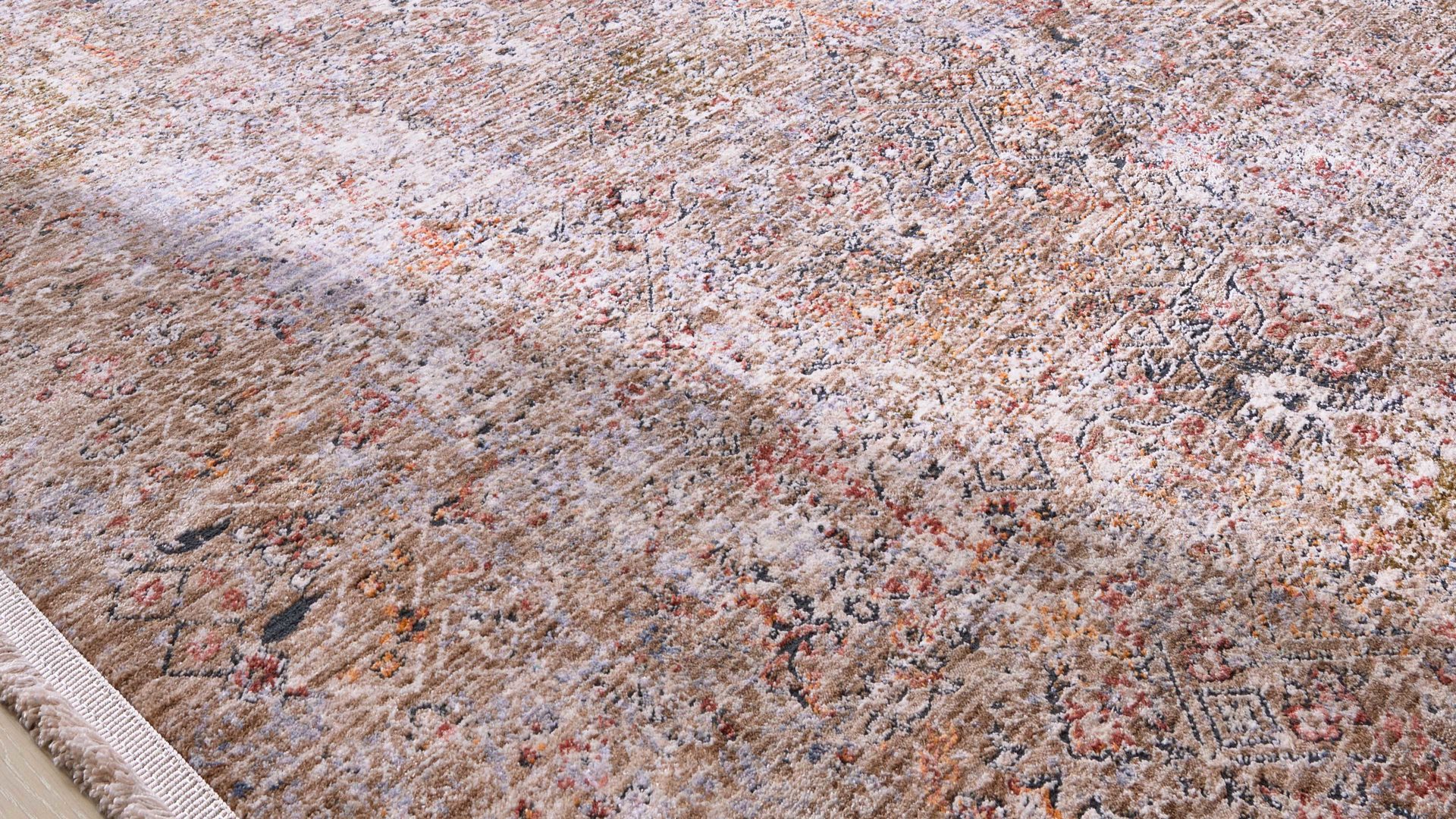 Webteppich Interliving aus Kunstfaser in Beige Interliving Teppich Serie G-8070 beige gemustertes Vintagemuster - ca. 80 x 150 cm