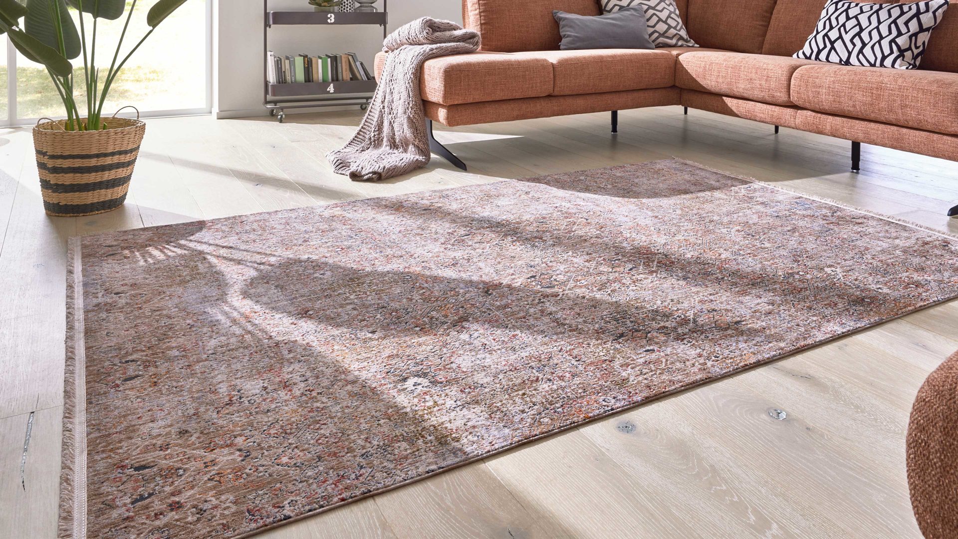 Webteppich Interliving aus Kunstfaser in Beige Interliving Teppich Serie G-8070 beige gemustertes Vintagemuster - ca. 80 x 150 cm