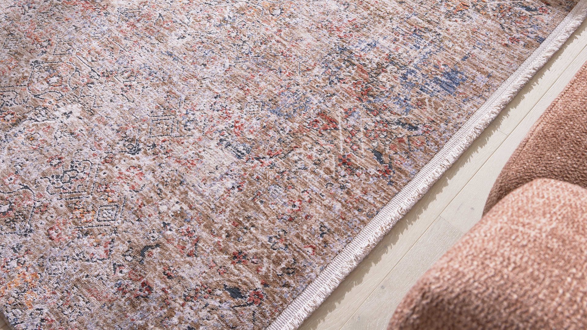 Webteppich Interliving aus Kunstfaser in Beige Interliving Teppich Serie G-8070 beige gemustertes Vintagemuster - ca. 67 x 130 cm