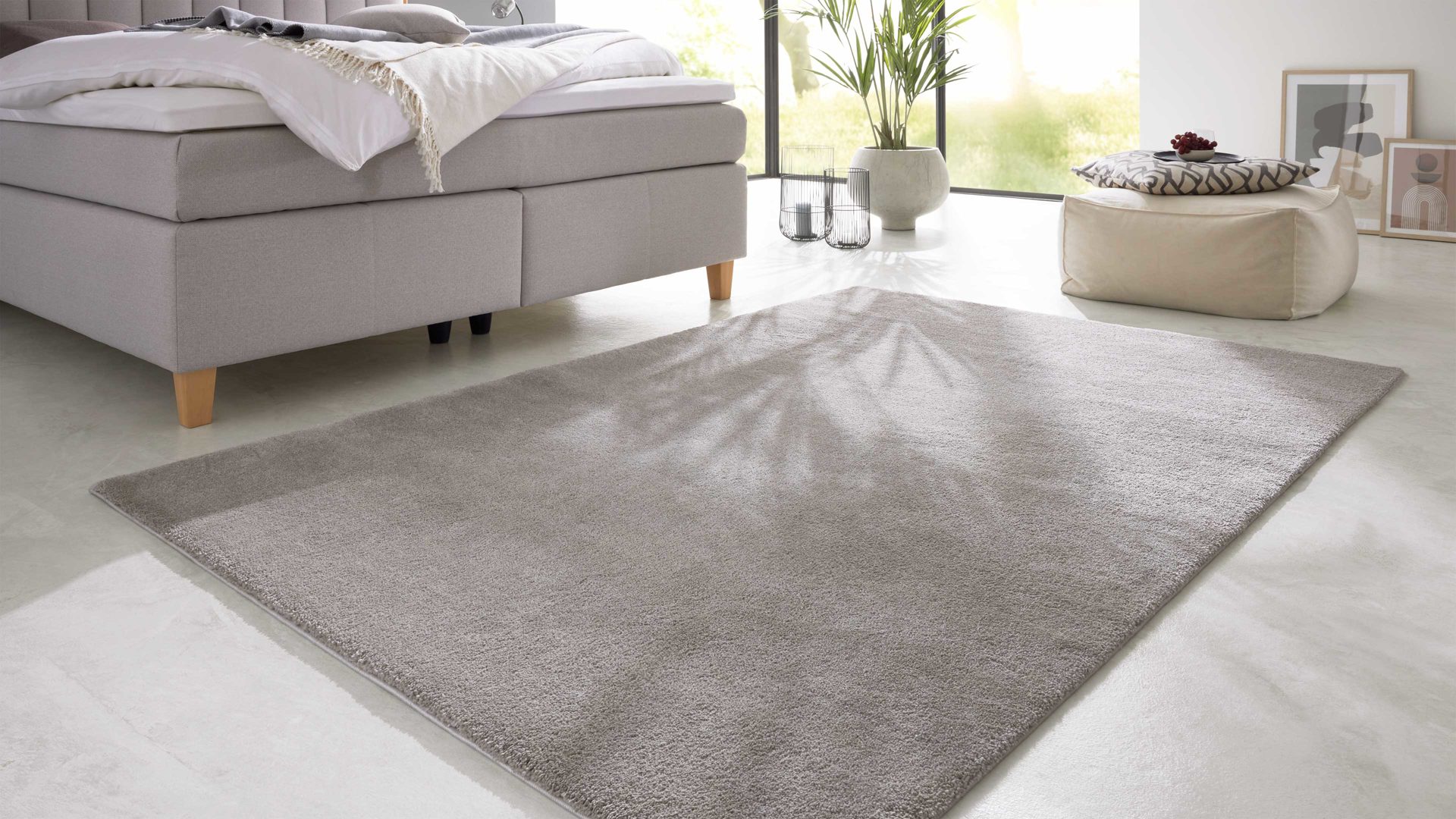 Webteppich Interliving aus Kunstfaser in Hellgrau Interliving Teppich Serie G-8080 Hellgrau - ca. 67 x 130 cm