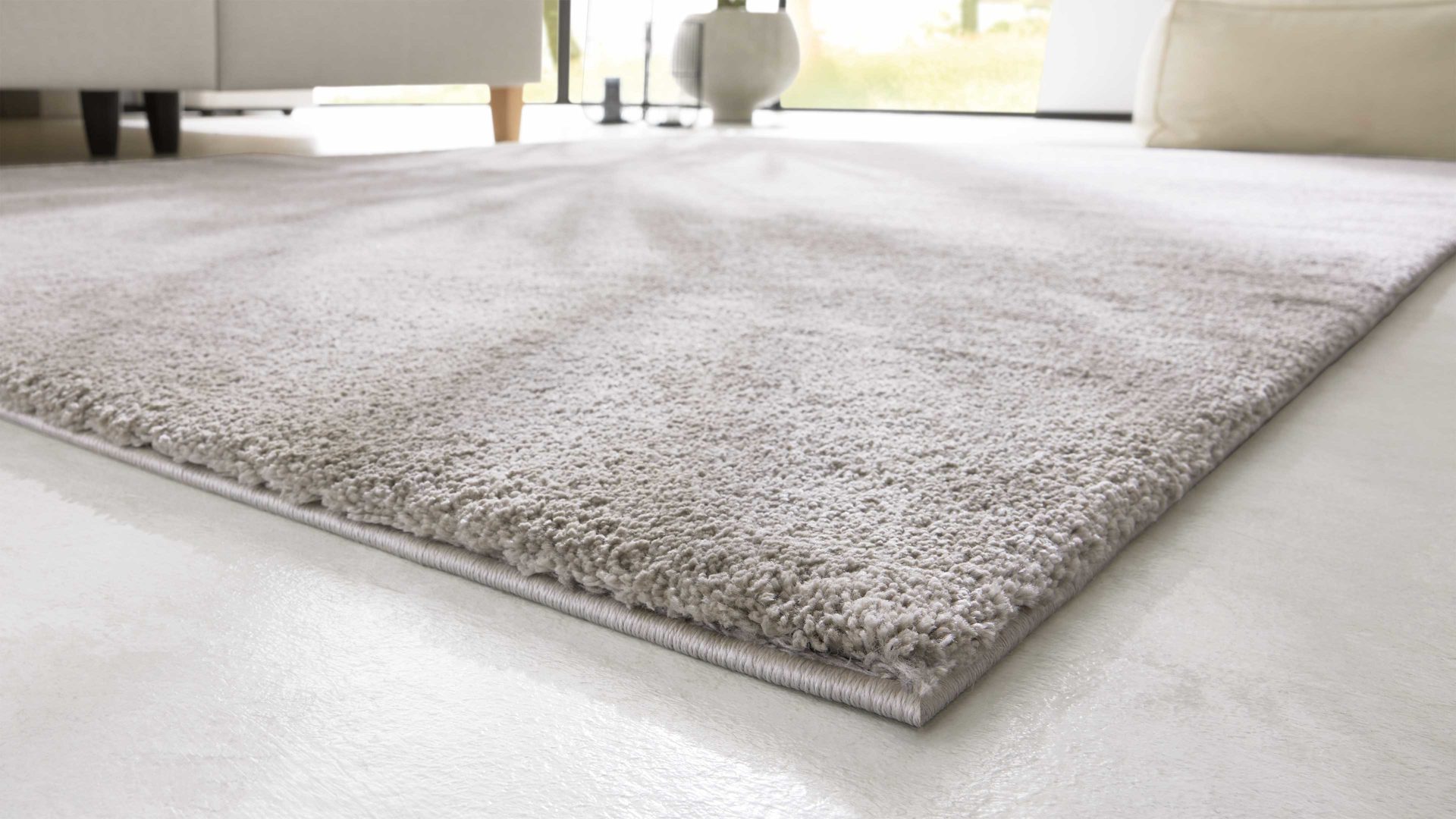 Webteppich Interliving aus Kunstfaser in Hellgrau Interliving Teppich Serie G-8080 Hellgrau - ca. 80 x 150 cm