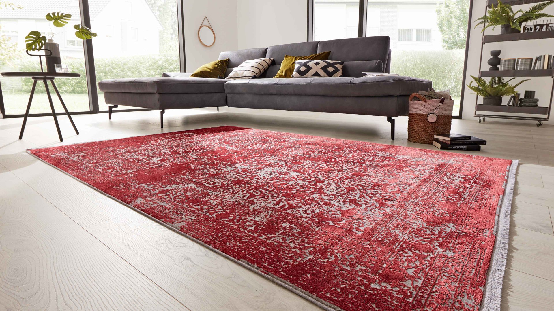 Webteppich Interliving aus Mischgewebe in Rot Interliving Teppich Serie L-8710 Rot – ca. 67 x 130 cm