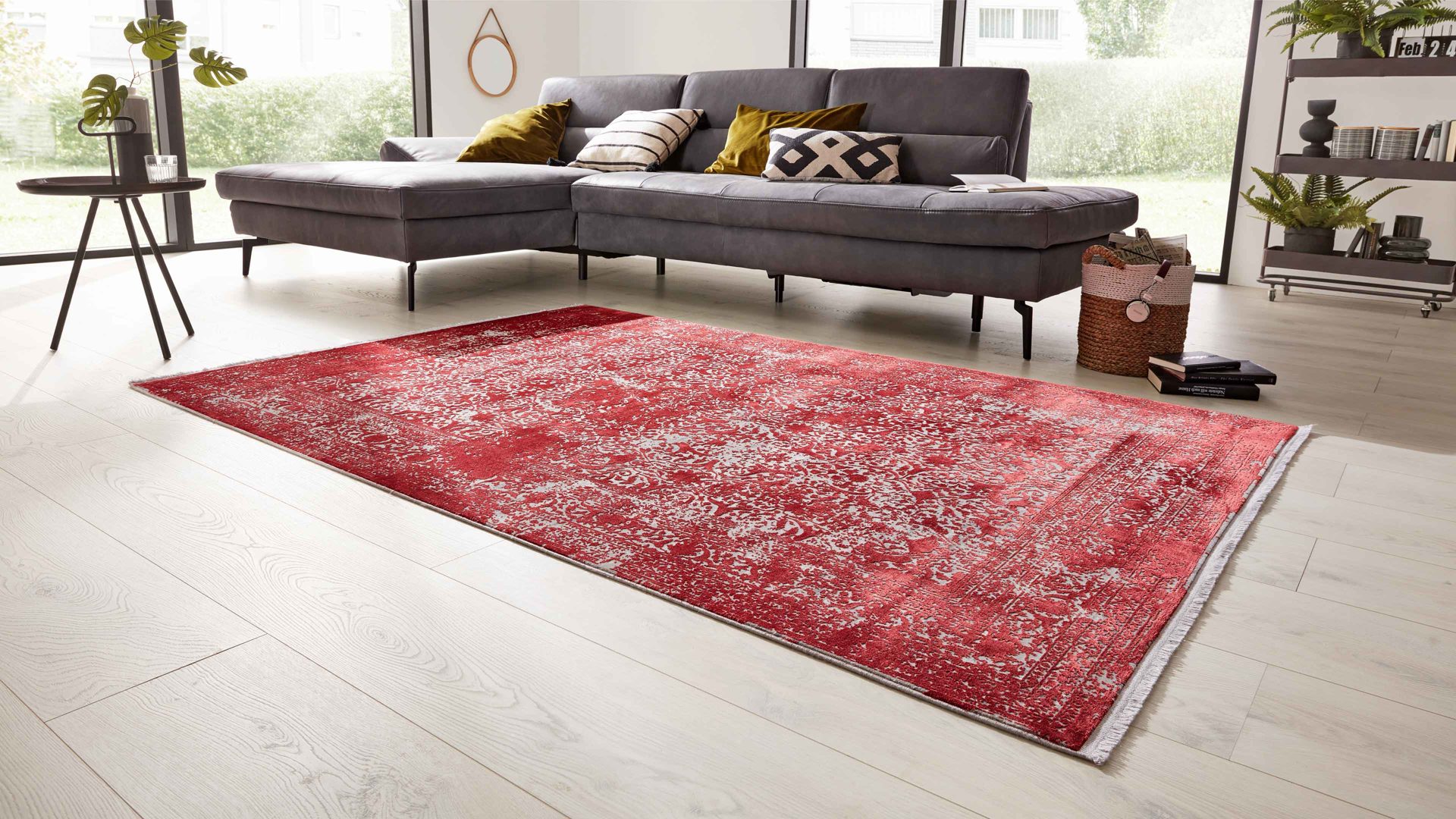 Webteppich Interliving aus Mischgewebe in Rot Interliving Teppich Serie L-8710 Rot – ca. 120 x 170 cm