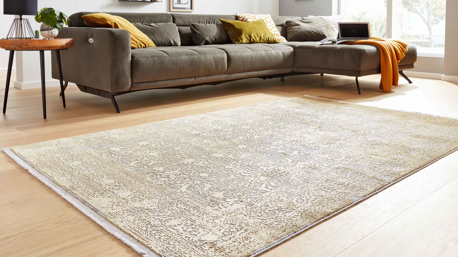 Webteppich Interliving aus Mischgewebe in Gold Interliving Teppich Serie L-8710 Gold – ca. 240 x 300 cm