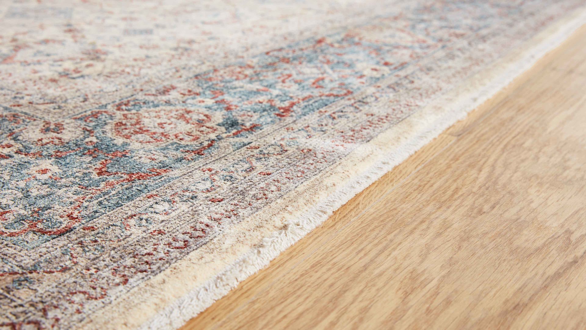 Webteppich Interliving aus Kunstfaser in Blau Interliving Teppich Serie L-8720 Creme-Blau – ca. 67 x 130 cm