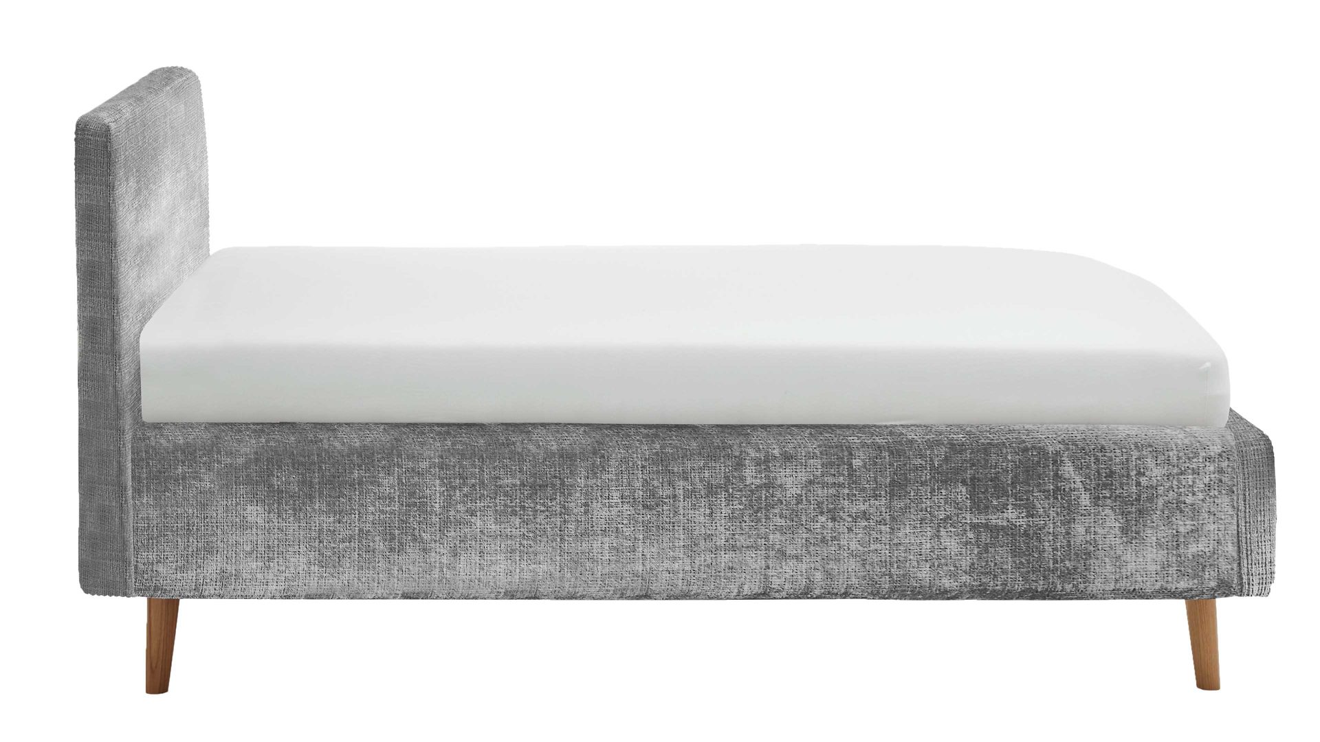 Bettgestell Meise.möbel aus Stoff in Grau Polsterbettgestell Mattis mit Bettkasten grauer Chenille Bezug Yunus  20 & Holzfüße - Liegefläche ca. 140 x 200 cm