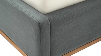 Polsterbett Meise.möbel aus Stoff in Blau Polsterbettgestell Mila mit Bettkasten und Holzrahmen, glattes Kopfteil oceanfarbener Flachgewebe-Bezug Capri 7463 - Liegefläche ca. 180 x 200 cm