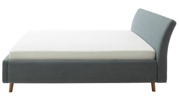 Polsterbett Meise.möbel aus Stoff in Blau Polsterbettgestell Mila mit Bettkasten, glattes Kopfteil oceanfarbener Flachgewebe-Bezug Capri 7463 - Liegefläche ca. 180 x 200 cm