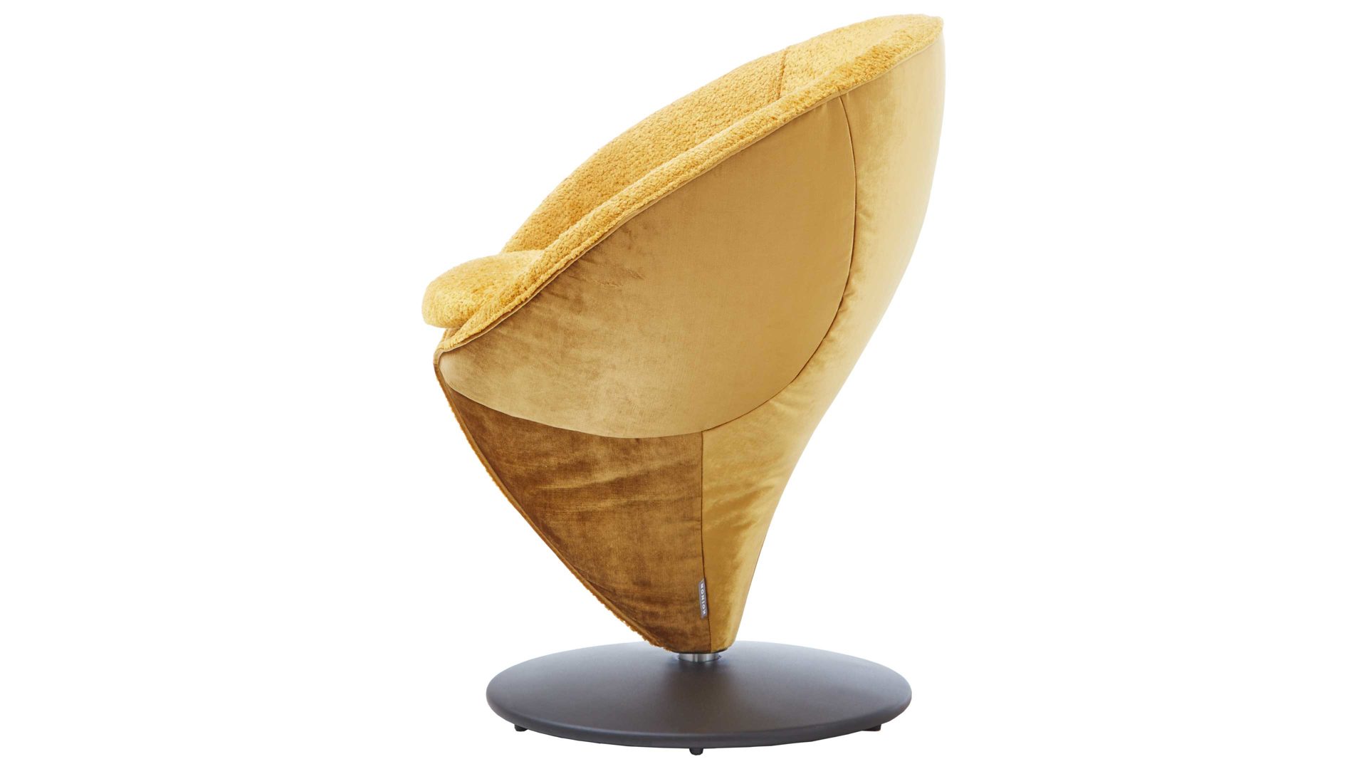 Polsterstuhl Koinor aus Stoff in Gelb KOINOR Dreh-Polsterstuhl goldfarbene Bezugkombination Space 33 & Universe 32, mattschwarzer Tellerfuß