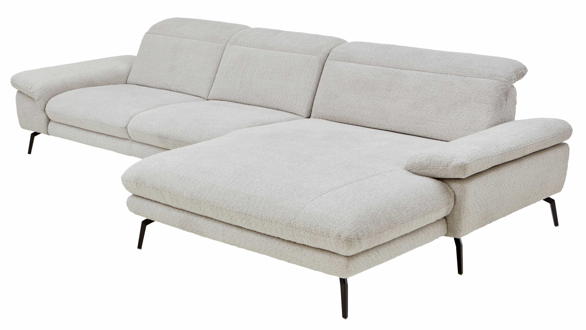 Ecksofa modulmaster aus Stoff in Hellgrau Modulmaster VS-MP1171 - Ecksofa silberfarbene Chenille Kama - Stellfläche ca. 306 x 196 cm