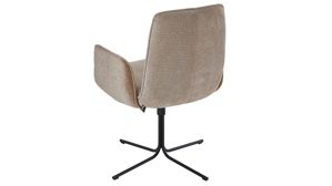 Polsterstuhl K+w polstermöbel aus Stoff in Beige Esszimmerserie Base - Armlehnenstuhl naturfarbener Bezug 940-38 & schwarzes 4-Stern-Drehkreuz - ca. 64 x 89 cm