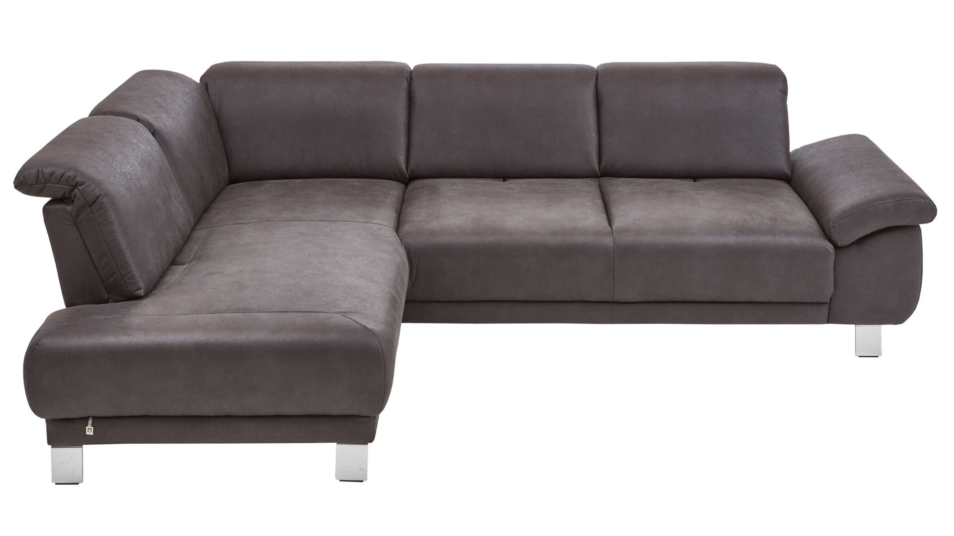 Ecksofa Dietsch. aus Stoff in Anthrazit Polsterprogramm Tiamo - Eckcouch anthrazitfarbener Bezug Büffel & Metallfüße 4.31 - Stellfläche ca. 210 x 290 cm