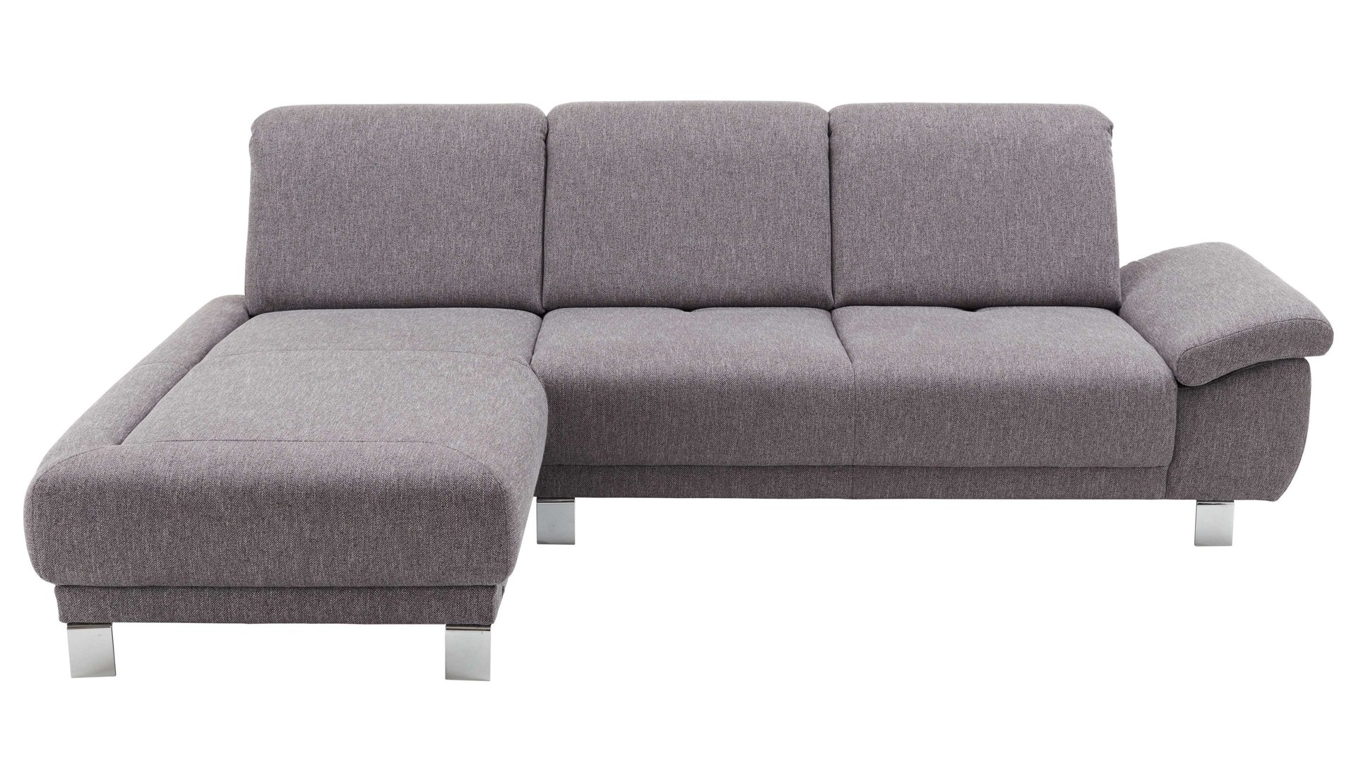 Ecksofa Dietsch. aus Stoff in Grau Polsterprogramm Tiamo Plus - Ecksofa mit Extras silberfarbener Bezug Chrono & Metallfüße 4.28 - Stellfläche ca. 210 x 285 cm