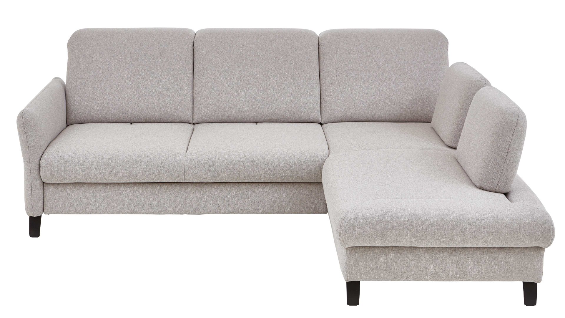 Ecksofa Dietsch. aus Stoff in Hellgrau Polsterprogramm Tiamo Plus - Ecksofa mit Extras silberfarbener Bezug Chrono & Metallfüße 4.28 - Stellfläche ca. 270 x 210 cm