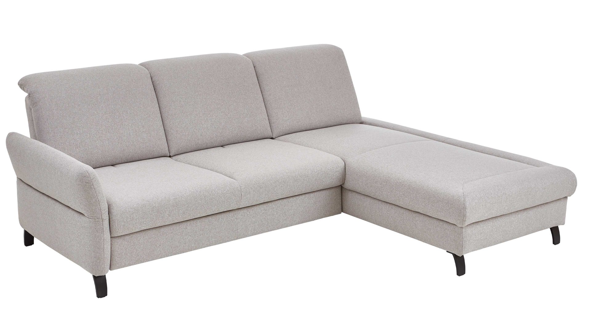 Ecksofa Dietsch. aus Stoff in Hellgrau Polsterprogramm Tiamo Plus - Ecksofa mit Extras silberfarbener Bezug Chrono & Metallfüße 4.28 - Stellfläche ca. 270 x 210 cm