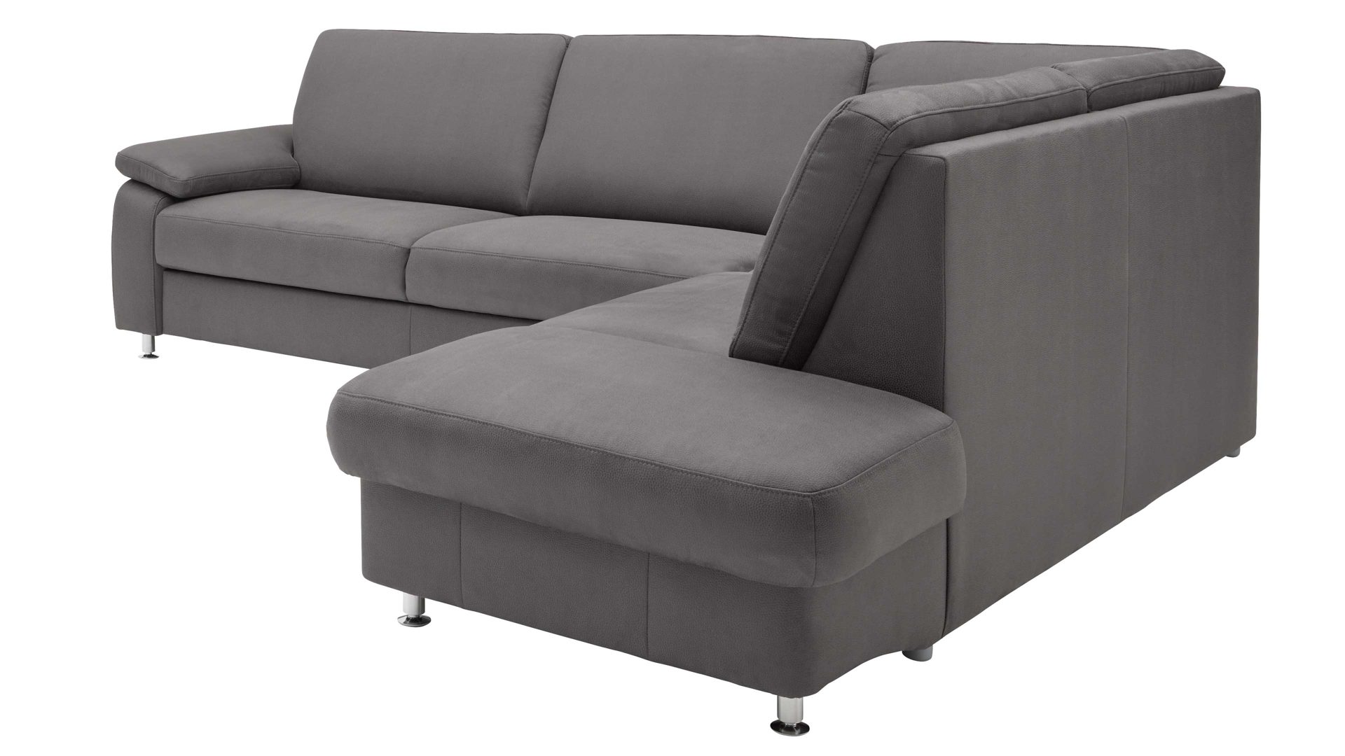 Ecksofa modulmaster aus Stoff in Dunkelgrau Modulmaster MM-ZE1059 - Ecksofa stahlfarbene Mikrofaser Holiday & matte Metallfüße - Stellfläche ca. 260 x 226 cm