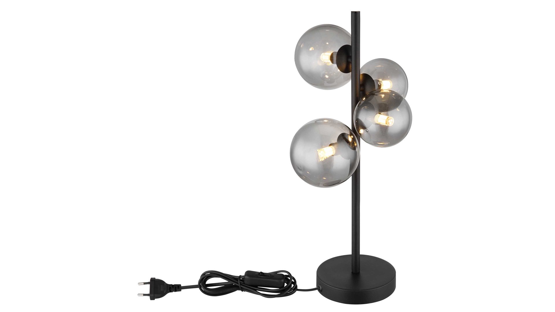 Tischleuchte Globo lighting aus Glas in Schwarz GLOBO Lampe-Serie Riha - Tischleuchte Rauchglas & mattschwarzes Metall - Höhe ca. 48 cm