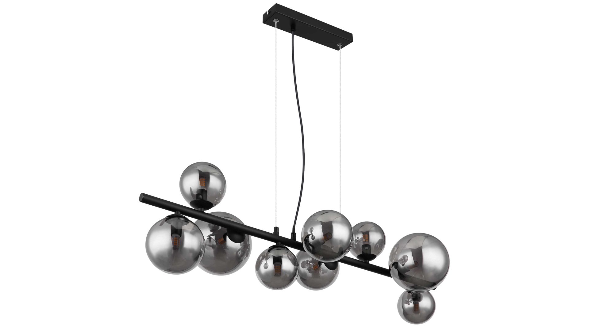 Pendelleuchte Globo lighting aus Glas in Schwarz GLOBO Lampe-Serie Riha - Hängeleuchte Rauchglas & mattschwarzes Metall - Länge ca. 87 cm