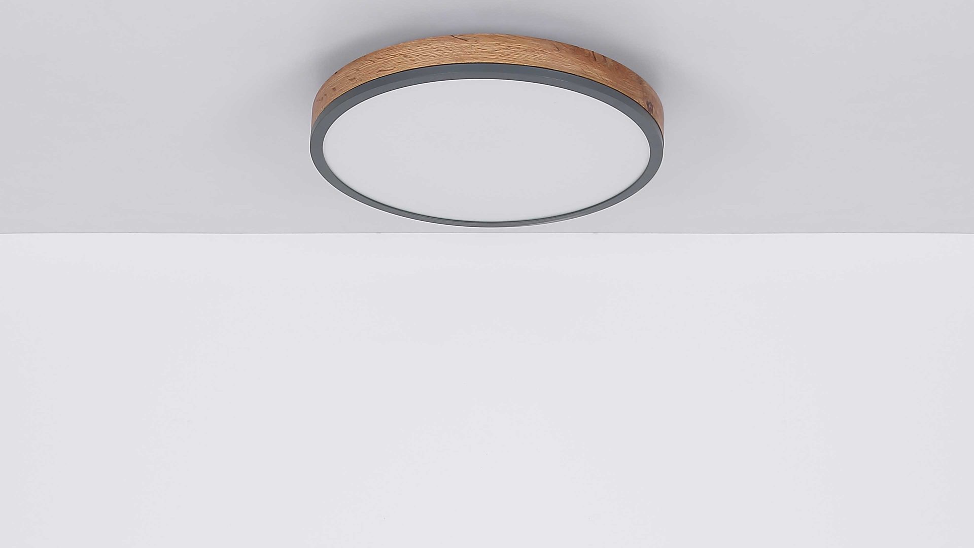 Deckenleuchte Globo lighting aus Holz in Holzfarben GLOBO Leuchten Serie Rodo - Deckenleuchte mit Farbwechsler Holz & Graphit – Durchmesser ca. 45 cm