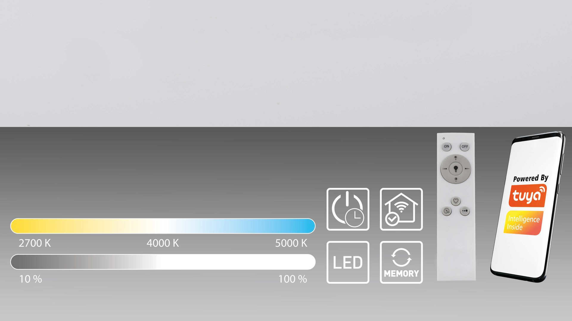 Deckenleuchte Just light. (leuchtendirekt) aus Metall in Schwarz JUST LIGHT. Leuchten Serie Tuya - per App steuerbare Deckenlampe schwarzes Metall & weißes Acryl - ca. 120 x 30 cm