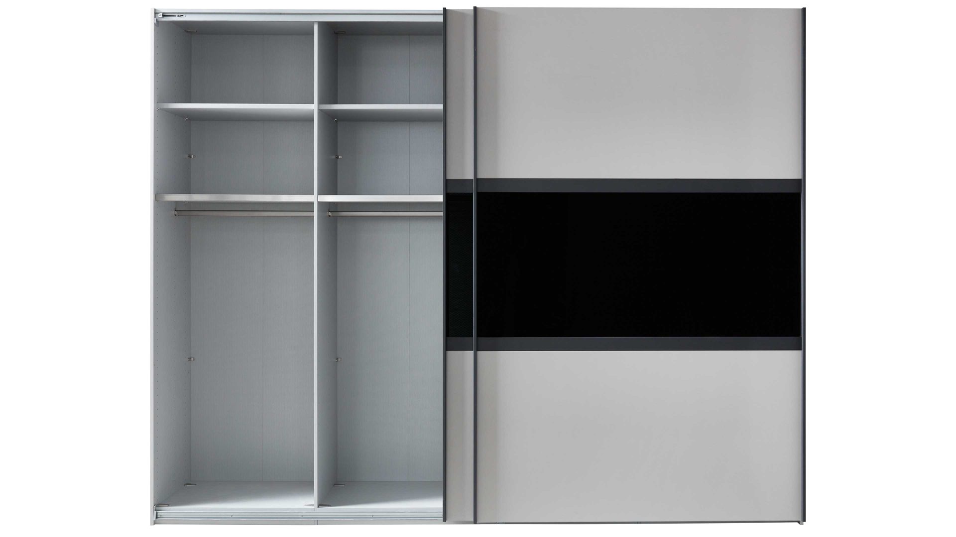 Kleiderschrank Wiemann | oeseder aus Holz in Grau WIEMANN Schlafzimmerserie Split - Schwebetürenschrank Kieselgrau & graues Parsolglas - zwei Türen, Breite ca. 300 cm