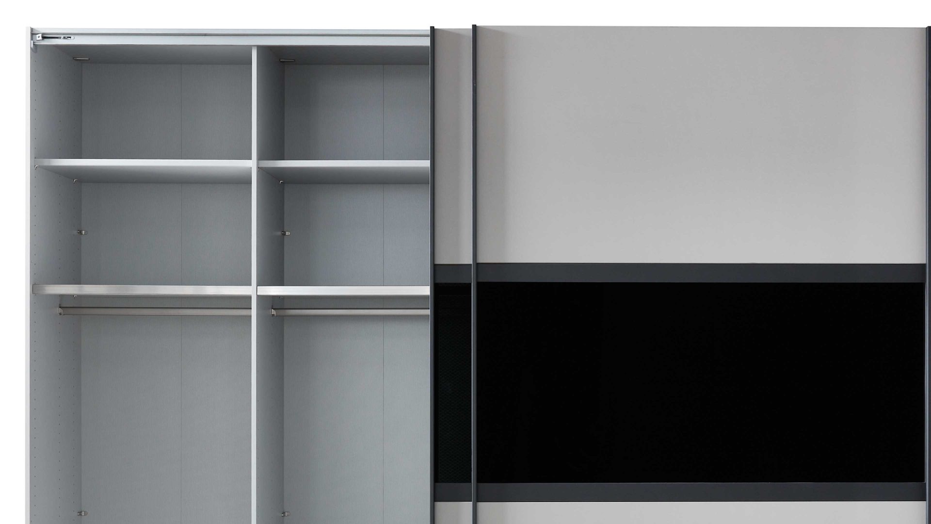 Kleiderschrank Wiemann | oeseder aus Holz in Grau WIEMANN Schlafzimmerserie Split - Schwebetürenschrank Kieselgrau & graues Parsolglas - zwei Türen, Breite ca. 300 cm