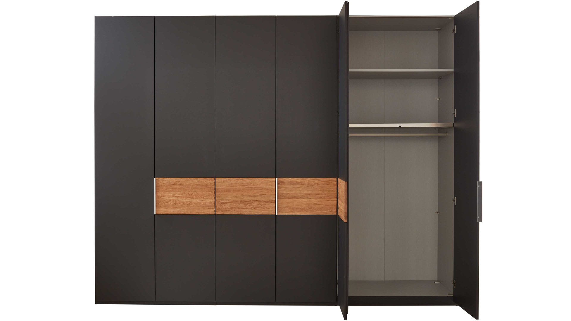 Kleiderschrank Wiemann | oeseder aus Holz in Dunkelgrau WIEMANN Schlafzimmerserie Acapulco - Kleiderschrank Graphit & Riffholz - sechs Türen, Breite ca. 300 cm