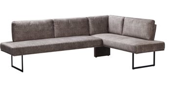 Eckbank combinessa aus Stoff in Hellbraun Combinessa Serie Gavello - Eckbank hellbrauner Stoffbezug H2O 0660-75 & schwarzes Metall - Stellfläche ca. 256 x 171 cm